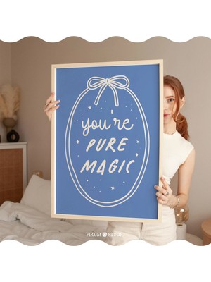 Ninastore Saf Büyü Sözü Baskılı Duvar Sanatı – Motivasyonel Mavi Tipografi/ Kır Evi Tarzı Cadı Eklektik Yurt D