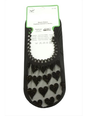 Renklime Kalp Dantel Babet Çorap