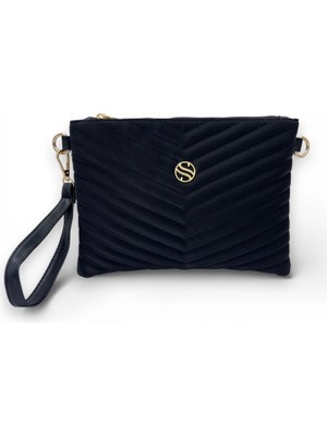 Sanmorris Kadın Siyah Renkli Saten Kumaş Ayarlanabilir Çapraz ve El Askılı Portföy, Clutch Çanta