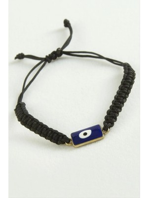 Renklime Dikdörtgen Nazar Makrome Ip Bileklik