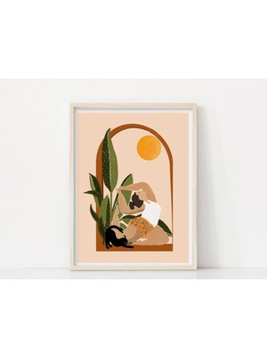 Ninastore Yoga Stüdyosu Duvar Sanatı / Yazdırılabilir Duvar Sanatı / Boho Baskılar / Kedili Yoga Posteri / Bed