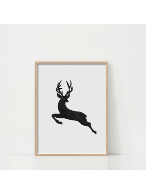 Ninastore Siyah Beyaz Noel Geyik Sanatı / Modern Noel Duvar Sanatı / Noel Sanat Baskısı / Yazdırılabilir Duvar