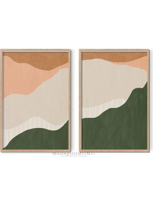 Ninastore 2 Adet Indirilebilir Soyut Baskı Seti / Galeri Duvar Seti / Toprak Tonlarında Boho Duvar Baskısı / S