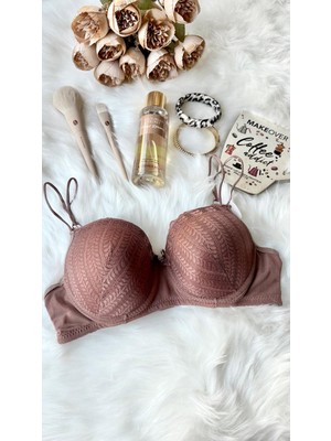 Aysemin Lingerie 5165 Çift Askılı Dantelli Balenli Boş Kap Desteksiz Sütyen