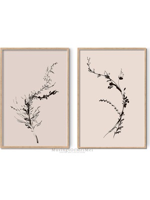 Ninastore Baskı Seti/ 2'li Duvar Sanatı Seti/ Minimalist Çiçek Sanatı/ Botanik Baskılar/ Dijital Indirilebilir