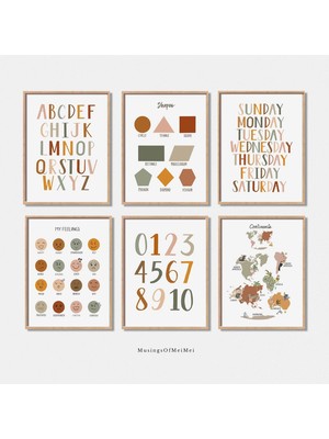 Ninastore Boho Sınıf Baskıları/ Çocuk Odası Sanat Baskıları/ Eğitici Baskılar/ Gökkuşağı Çocuk Odası Duvar San