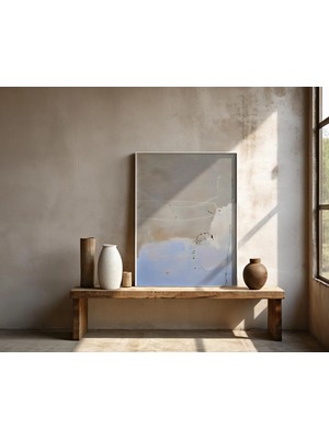 Ninastore Nötr Soyut Duvar Sanatı – Minimalist Dokulu Tablo – Çerçeveli Poster