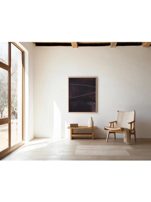 Ninastore Soyut Koyu Minimalist Duvar Sanatı | Modern Çizgi Kompozisyonu | Dijital Indirme