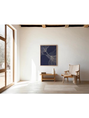 Ninastore Lacivert Soyut Çizgi Akışı Sanatı | Modern Minimalist Hareket Baskısı | Dijital Indirme