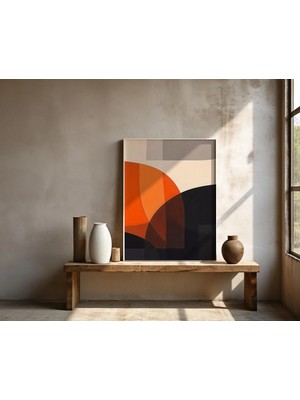 Ninastore Turuncu ve Siyah Geometrik Soyut Duvar Sanatı – Çerçeveli Poster