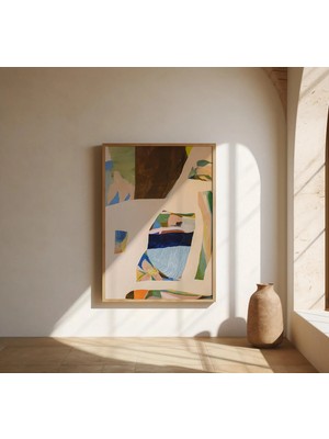 Ninastore Soyut Renk Bloklu Duvar Sanatı | Modern Organik Şekiller | Güzel Sanatlar Posteri (Çerçeve Dahil Değ