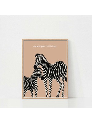 Ninastore Anne Bebek Zebra Baskılı Bebek Odası Dekorasyonu/ Bebek Duşu Hediyesi/ Nötr Vahşi Yaşam Posteri/ Beb