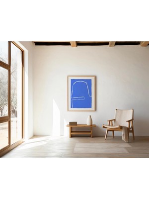 Ninastore Kobalt Mavisi Soyut Çizgi Sanatı | Minimalist Modern Grafik Sanat Eseri | Dijital Indirme