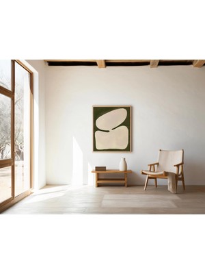 Ninastore Minimalist Soyut Duvar Sanatı Dijital Indirme – Zeytin Yeşili ve Krem Tonlarında Organik Şekiller