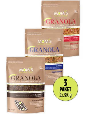 Mom's Natural Foods 3'lü Granola Kakao 280 G / Y.Mer 280 G / Çilek 280