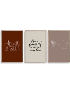 Ninastore Modern Kokteyl Duvar Sanatı Baskı Seti / 3'lü Set / Yazdırılabilir Duvar Sanatı / Minimalist Bar Dek