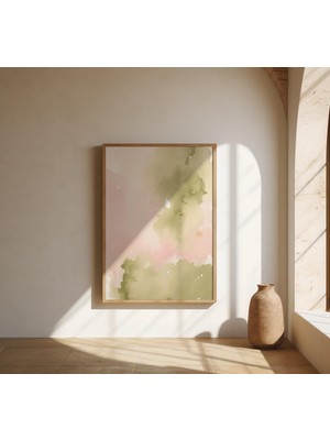 Ninastore Yumuşak Adaçayı ve Pembe Soyut Duvar Sanatı – Güzel Sanatlar Posteri