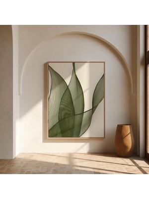 Ninastore Yeşil Soyut Botanik Kanvas Baskı • Organik Modern Duvar Sanatı (Çerçevesiz)
