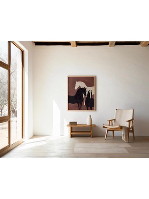Ninastore Minimalist At Sanatı Üçlüsü · Modern At Temalı Duvar Sanatı · Nötr Soyut Dijital Indirme