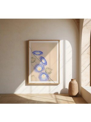 Ninastore Soyut Mavi Çiçek Şekilleri · Modern Botanik Güzel Sanatlar Posteri (Çerçeve Dahil Değildir)