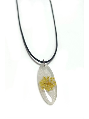 Renklime Sultanotu Çiçeği Oval Epoksi Kolye