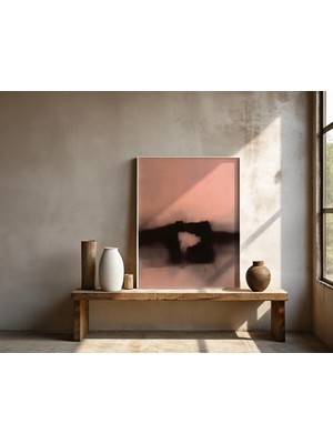 Ninastore Soyut Pembe Tonlarında Duvar Sanatı | Yumuşak Minimalist Manzara | Çerçeveli Poster