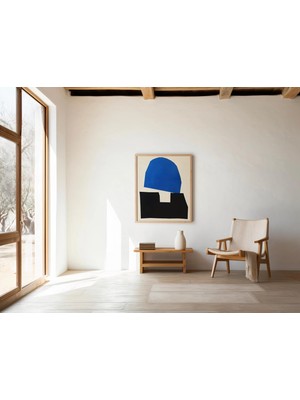 Ninastore Dijital Indirme: Cesur Mavi ve Siyah Modern Soyut Şekil Sanatı – Minimalist Geometrik Baskılı Duvar