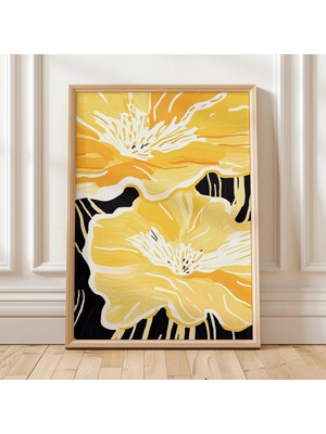 Ninastore Sarı Çiçekli Duvar Sanatı / Modern Botanik Duvar Baskısı (Dijital Indirme)