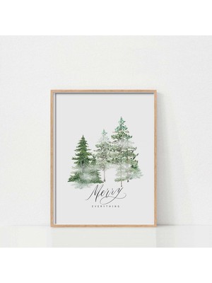Ninastore Noel Ağacı Baskısı/ Karlı Noel Ağaçları/ Suluboya Noel Baskısı/ Noel Sanatı/ Kış Ormanı Baskısı/ Yaz