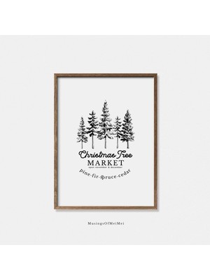 Ninastore Noel Ağacı Pazarı Sanat Baskısı / Vintage Tatil Duvar Dekoru / Yazdırılabilir Noel Tabelası / Rustik