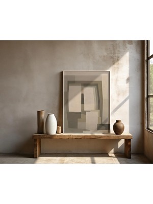 Ninastore Nötr Geometrik Soyut Duvar Sanatı – Çerçeveli Poster