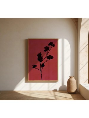 Ninastore Kırmızı Botanik Silüet Duvar Sanatı – Güzel Sanatlar Posteri