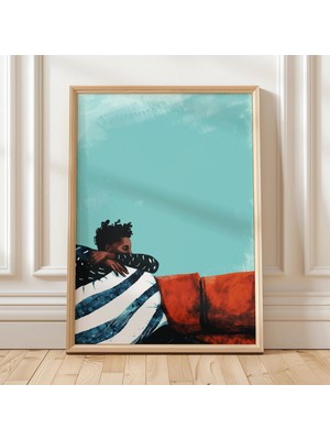 Ninastore Soyut Adam Baskısı / Büyük Boy Baskılı Duvar Sanatı / Oturma Odası Duvar Sanatı Çizgili Baskı / Çağd
