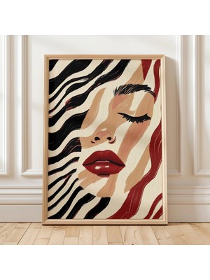 Ninastore Soyut Çizgili Kadın Yüzü Sanatı Modern Minimalist Portre Yazdırılabilir Dijital Indirme Çağdaş Duvar