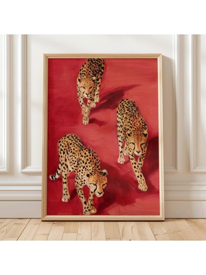 Ninastore Çita Duvar Sanatı Baskı Üçlüsü Vahşi Yaşam Sanatı Dijital Indirme Modern Hayvan Sanatı Cesur Yazdırı