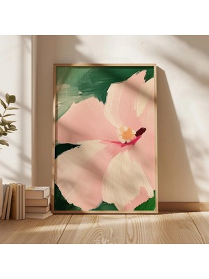 Ninastore Pembe Çiçek Soyut Duvar Sanatı / Minimalist Botanik Baskı / Oturma Odası Dekorasyonu Için Modern Çiç