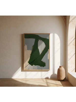 Ninastore Soyut Yeşil Fırça Darbesi · Organik Modern Güzel Sanatlar Posteri (Çerçeve Dahil Değildir)
