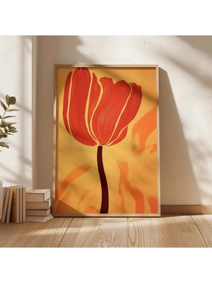 Ninastore Cesur Kırmızı Yapraklarıyla Modern Çiçek Sanatı, Canlı ve Çağdaş Duvar Dekorasyonu Için Etkileyici M