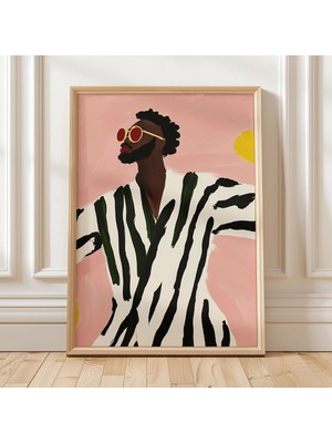 Ninastore Modern Soyut Erkek Sanatı Şık Portre Pembe Arka Planlı Yazdırılabilir Dijital Indirme Minimalist Duv