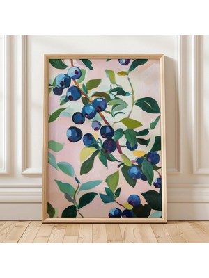 Ninastore Yaban Mersini Duvar Sanatı Botanik Meyve Baskısı Mutfak Dekorasyonu Yaban Mersini Tablosu Yaz Bahçes