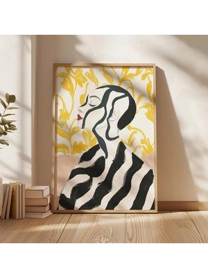 Ninastore Painted Reverie Yumuşak Beyaz Sarı Sanat Posteri Retro Tuhaf Illüstrasyon Modern Figüratif Baskı Soy