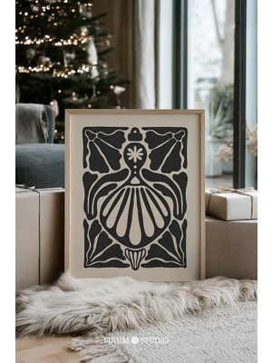 Ninastore Modern ve Şık Noel Süsü Baskılı Duvar Sanatı / Eklektik Tatil Sanat Eseri / Trend Minimalist Kış Dek