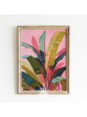 Ninastore Tropikal Yapraklar Baskısı/ Yaz Botanik Tablosu/ Trend Muz Yaprağı Baskılı Sanat Eseri/ Maksimalist