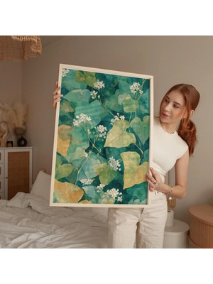 Ninastore Yeşil Yaprak Botanik Duvar Sanatı Baskısı, Doğa Esintili Tablo, Modern Çiçekli Dekorasyon, Kır Evi T
