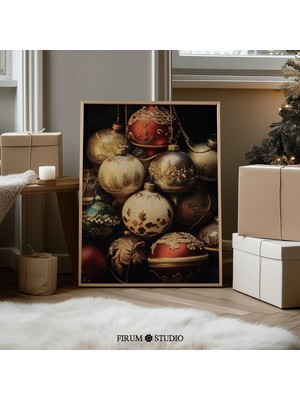 Ninastore Vintage Noel Süsleri Yazdırılabilir Sanat Eseri / Retro Rahat Tatil Duvar Posteri / Indirilebilir Şe