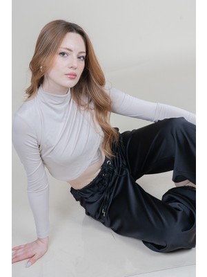 MissVina Lastikli Dar Paça Beli Lastikli Rahat Kesim Likralı Spor Pantolon 30036