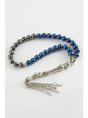 Renklime Fasetli Hematit Doğaltaş Tesbih 8 mm