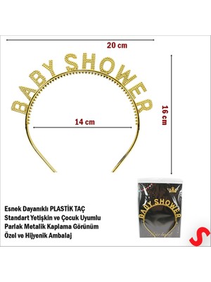 Süsle Bebek ve Parti Baby Shower, Parlak Metal Görünümlü Plastik Taç - Altın
