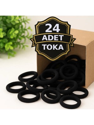 Nistabolje 24 Adet Siyah Saç Tokası Esnek Havlu Lastik Toka