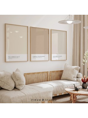 Ninastore Nötr Renk Bloklu Baskılı Duvar Sanatı Seti (3 Parça) – Hafif Estetik Soyut Tasarımlar/ Modern Minima